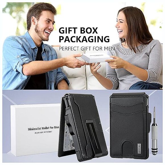 Wallet for Men - with Money Clip Slim Leather Slots , Ink - Picture 6 of 6